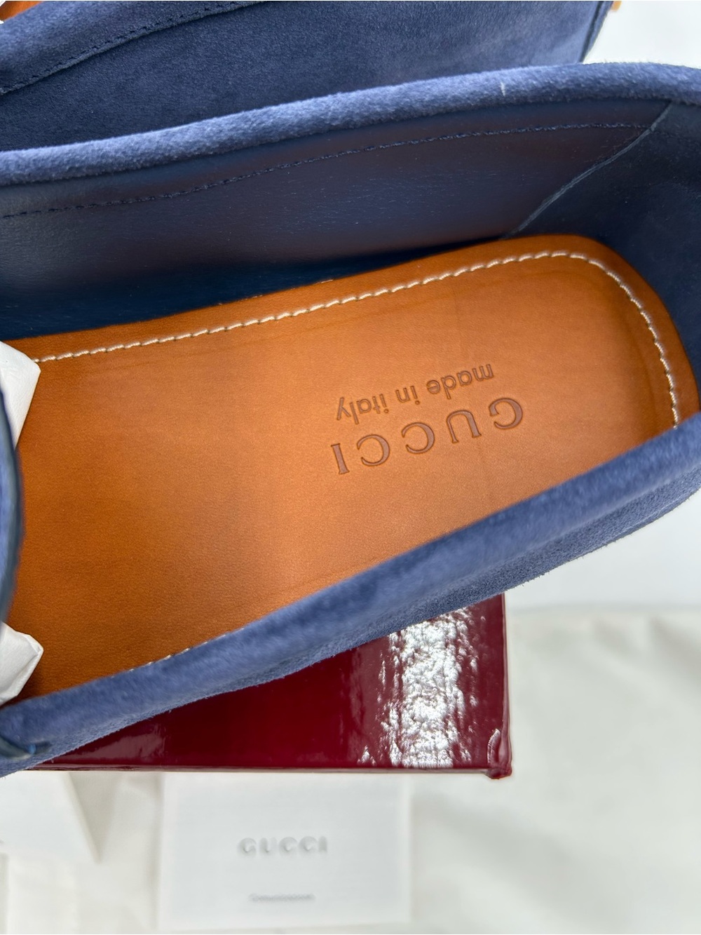 Men's Gucci GG embossed suede driver loafers size 10 fits 11 US made in Italy - Picture 7 of 13